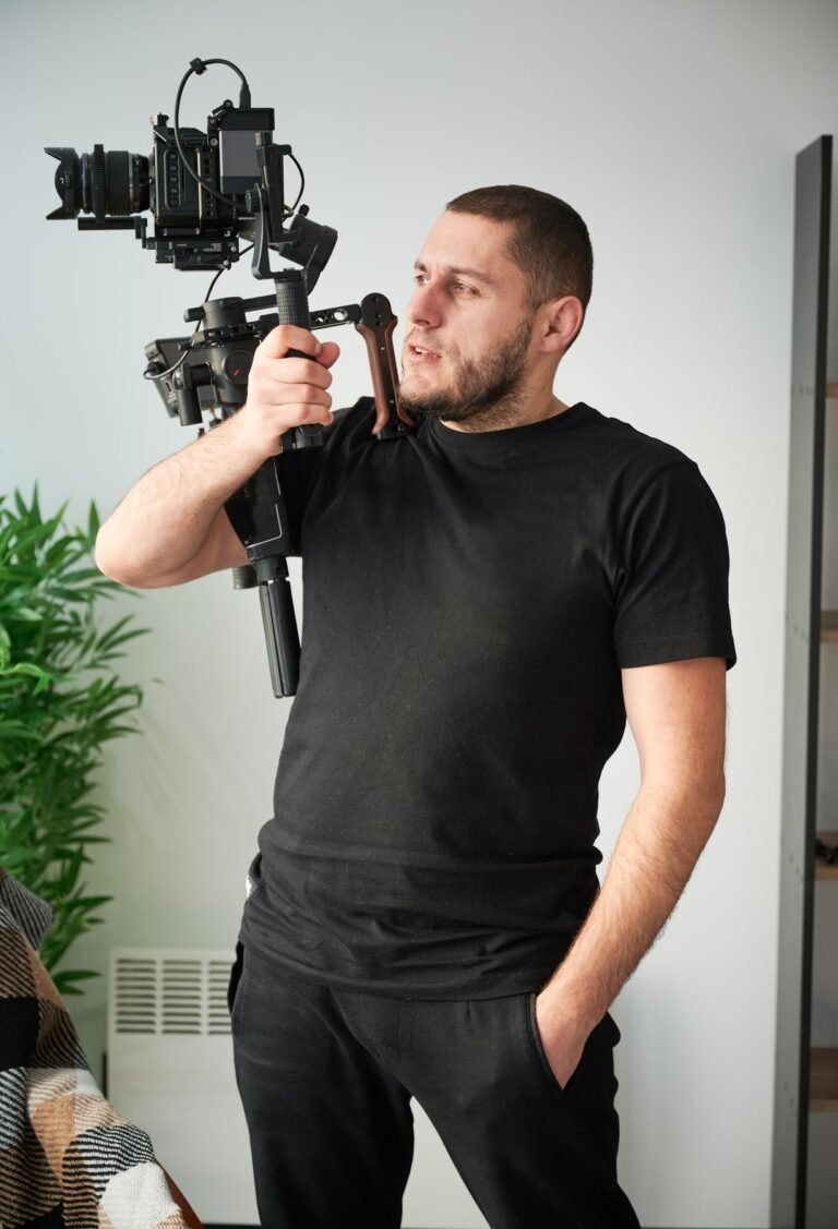 Operator holding a gimbal camera
